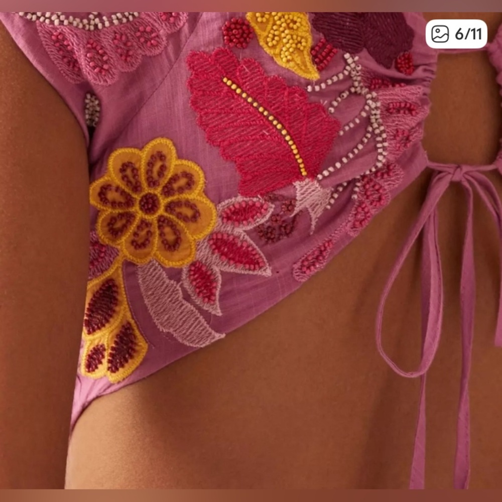 Anthropologie Magenta Dress with Embroidered Details - Picture 7 of 14